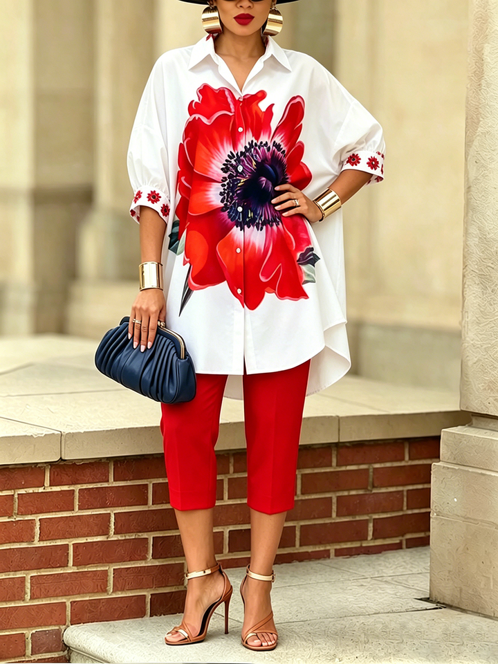 Marilyn – Floral Print Shirt and Pants Set