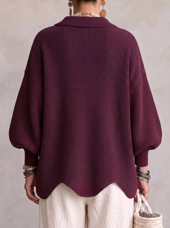 Jody – Oversized Collared Cardigan with Gold Buttons