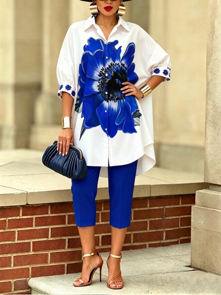 Marilyn – Floral Print Shirt and Pants Set