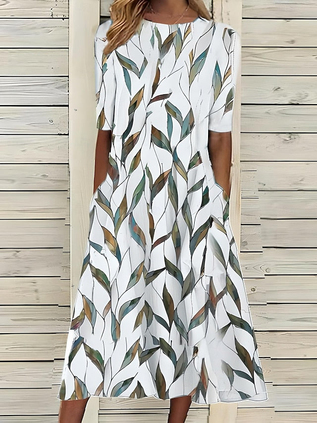 Patricia – Botanical Print Midi Dress
