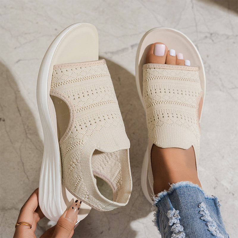 Mary – Knit Platform Sandals with Open Toe