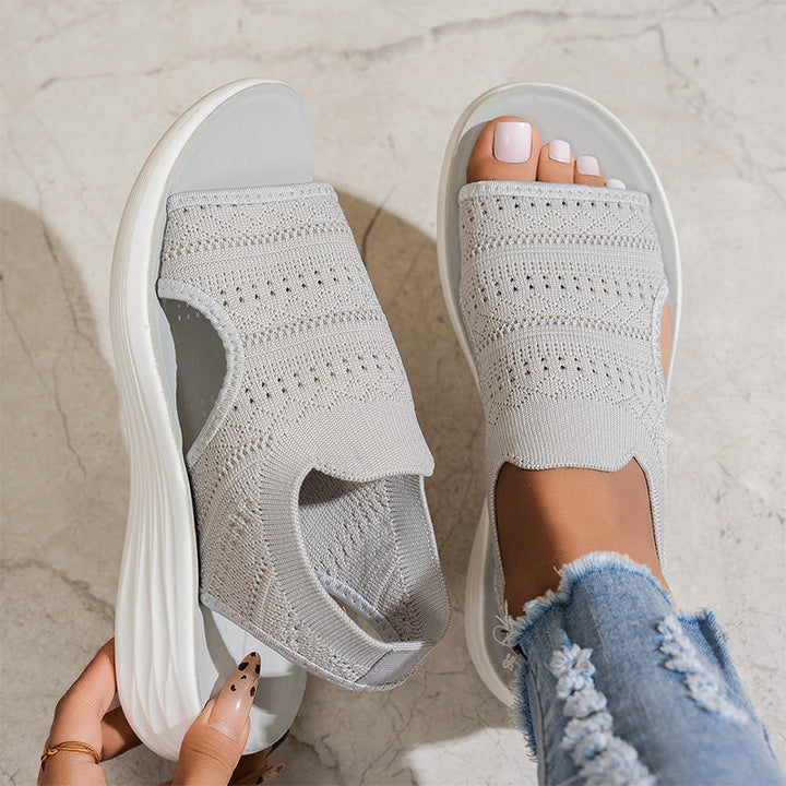 Mary – Knit Platform Sandals with Open Toe