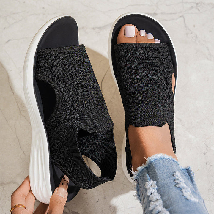 Mary – Knit Platform Sandals with Open Toe