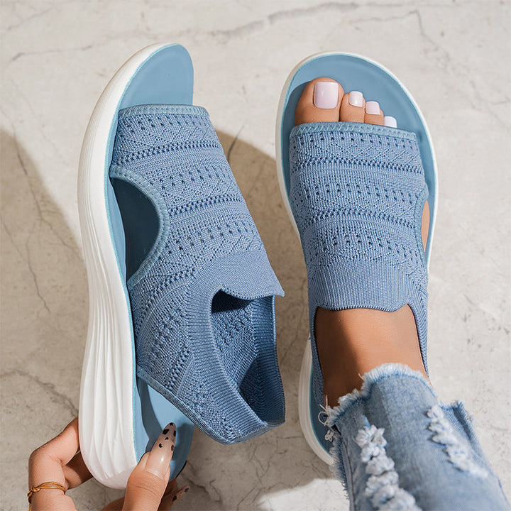 Mary – Knit Platform Sandals with Open Toe