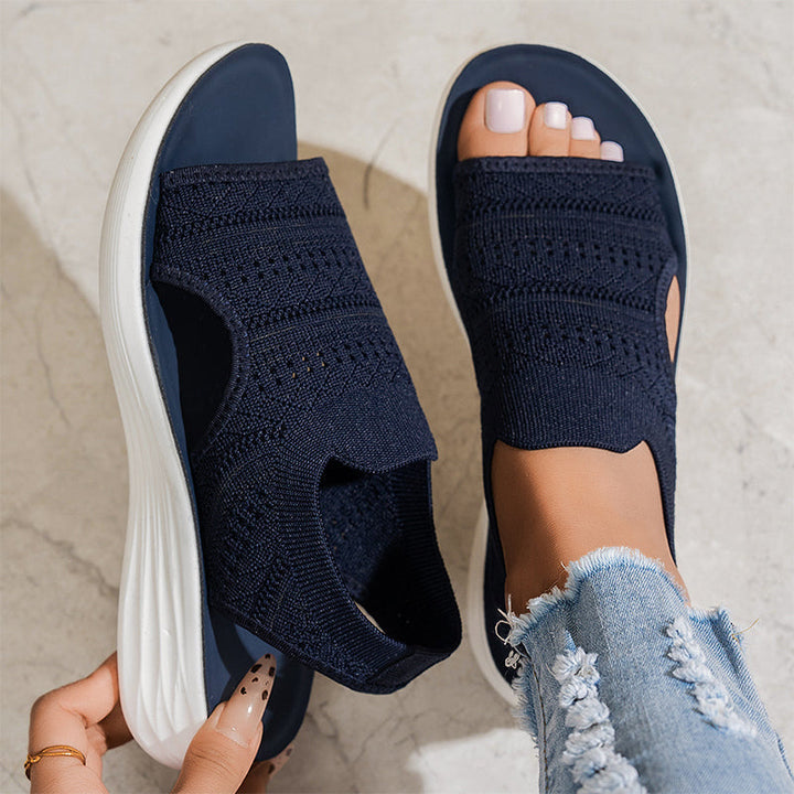 Mary – Knit Platform Sandals with Open Toe