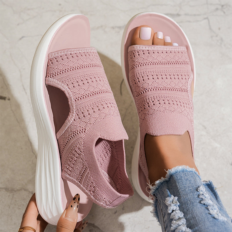 Mary – Knit Platform Sandals with Open Toe