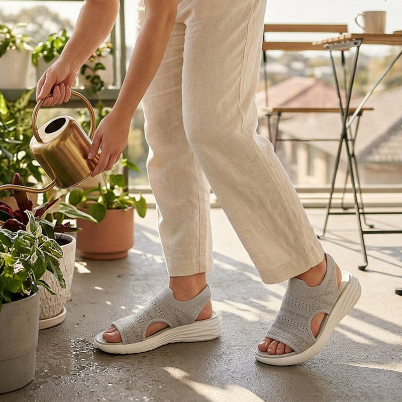 Mary – Knit Platform Sandals with Open Toe