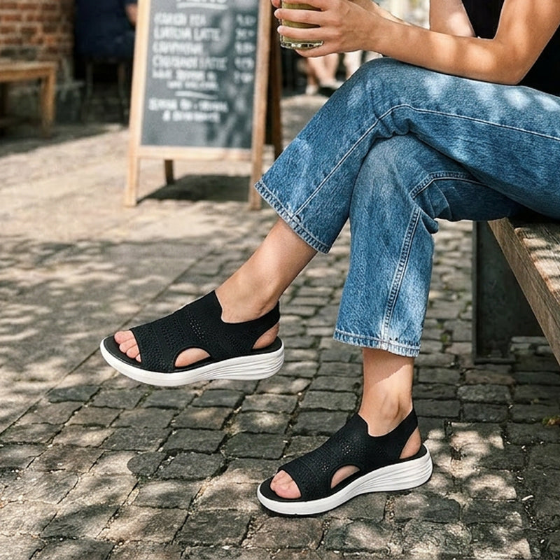 Mary – Knit Platform Sandals with Open Toe