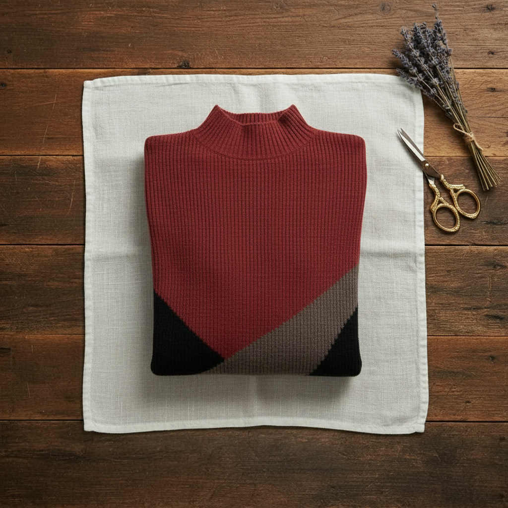 Rebecca – Colour-Block Turtleneck Knit Jumper