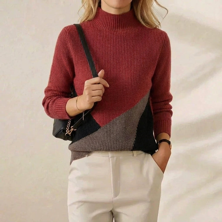 Rebecca – Colour-Block Turtleneck Knit Jumper