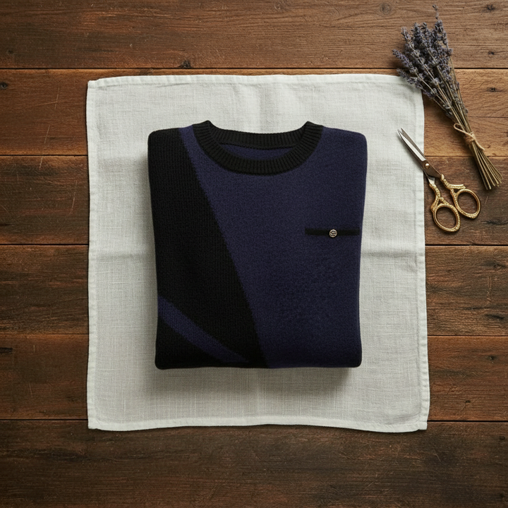 Evangeline – Crew Neck Jumper with Contrast Trim