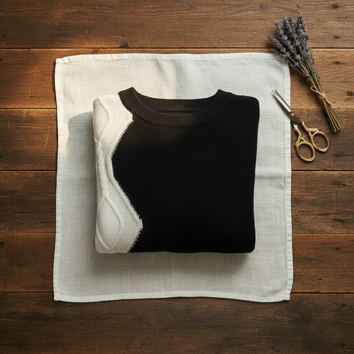 June – Colour-Block Knit Crew Neck Jumper