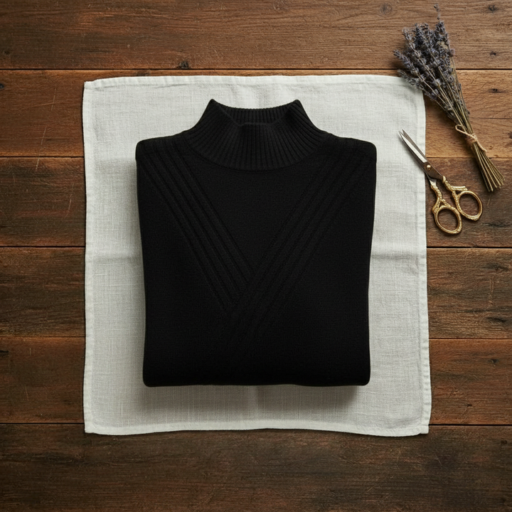 Thelma – Turtleneck Jumper with Stripe Cuffs