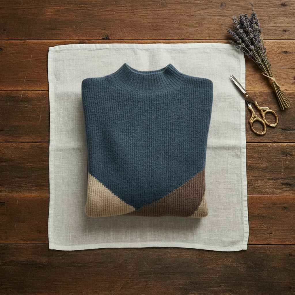 Rebecca – Colour-Block Turtleneck Knit Jumper