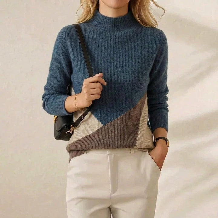 Rebecca – Colour-Block Turtleneck Knit Jumper