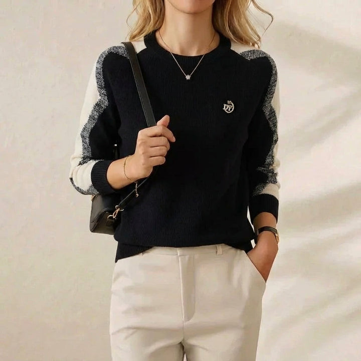 Martha – Contrast Sleeve Crew Neck Jumper