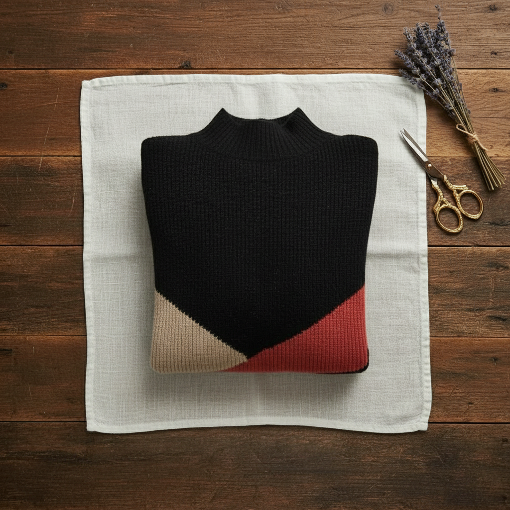 Rebecca – Colour-Block Turtleneck Knit Jumper